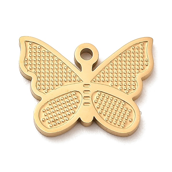 

PandaHall Ion Plating(IP) 304 Stainless Steel Pendants, Butterfly Charm, Golden, 11.5x15x1mm, Hole: 1.2mm. 304 Stainless Steel Butterfly