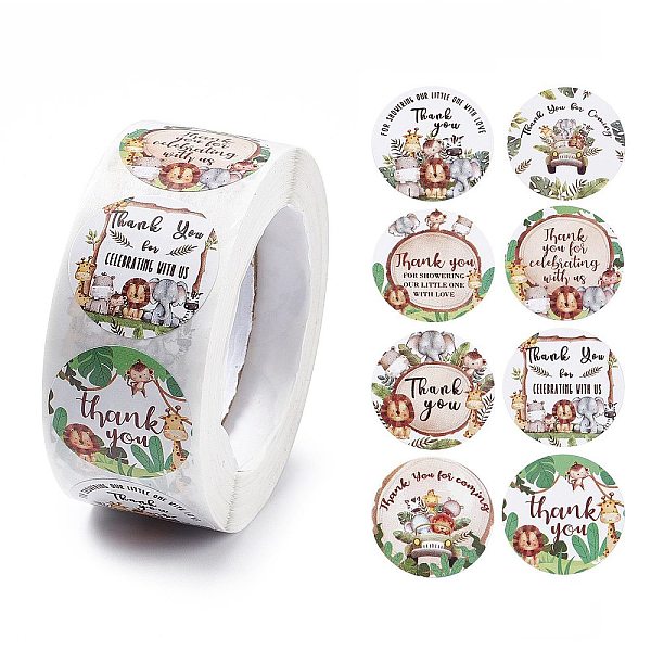 

PandaHall 8 Patterns Paper Thank You Gift Sticker Rolls, Round Dot Decals for DIY Scrapbooking, Craft, Lion Pattern, Colorful, 25mm...