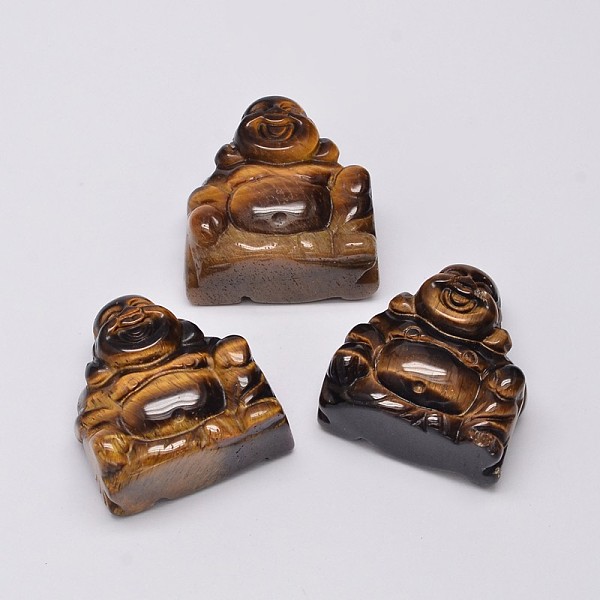 

PandaHall Buddha Tiger Eye Gemstone Home Display Decorations, 31~32x30~31x17~18mm Tiger Eye Others