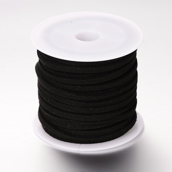 

PandaHall Faux Suede Cord, Faux Suede Lace, Black, 3x1.5mm, about 5.46 yards(5m)/roll, 25rolls/bag Faux Suede Black