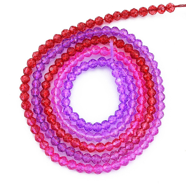 

PandaHall Transparent Glass Beads Strands, Segmented Multi-color Beads, Faceted Round, Medium Orchid, 2mm, Hole: 0.6mm, about...