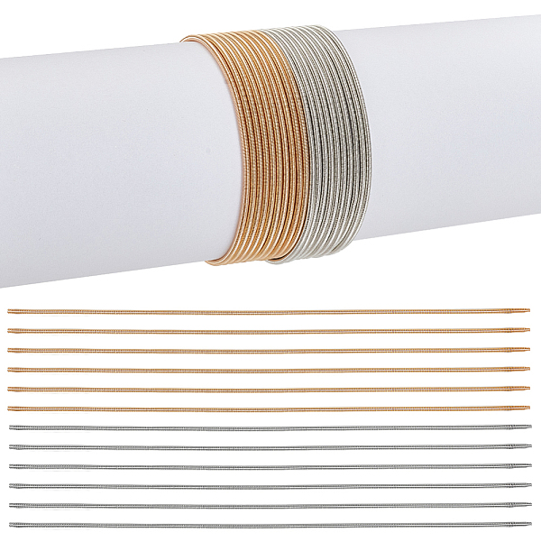 

PandaHall Olycraft 60Pcs 2 Colors Steel Wire Spring Stretch Bracelets Set, Guitar String Coil Bracelets for Women, Golden & Stainless Steel...