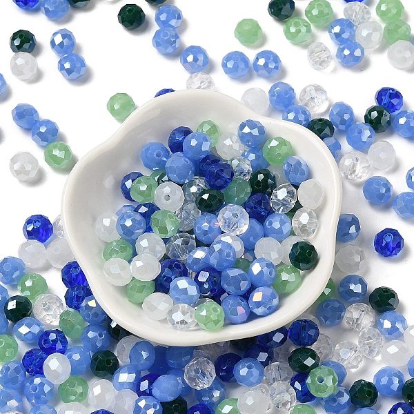 

PandaHall Glass Beads, Faceted, Rondelle, Light Blue, 8x6mm, Hole: 1mm, about 1210pcs/500g Glass Rondelle