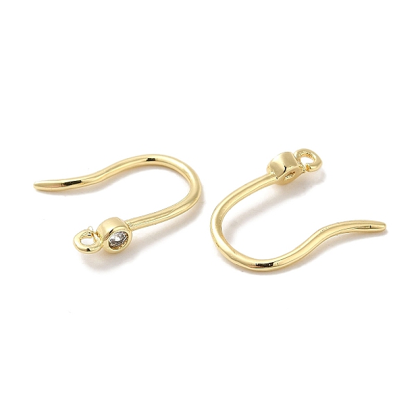 

PandaHall Brass Pave Cubic Zirconia Earring Hooks, Ear Wire with Horizontal Loop, Real 14K Gold Plated, 19 Gauge, 13.5x11.5x3mm, Hole: 1mm..., Clear