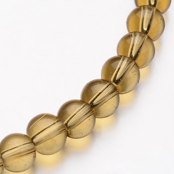 

PandaHall Glass Round Bead Strands, Tan, 6mm, Hole: 1mm, about 50pcs/strand, 11 inch Glass Round Orange
