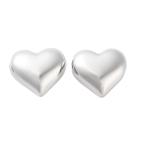 

PandaHall Brass Stud Earrings for Women, Heart, Platinum, 17x18mm Brass Heart