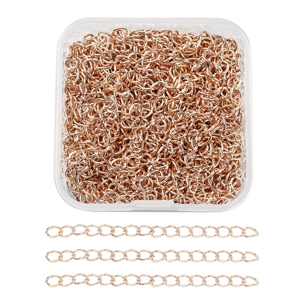 

PandaHall Iron Chain Extender, Curb Chains, Nickel Free, Rose Gold, 70mm, 100strands/box Iron