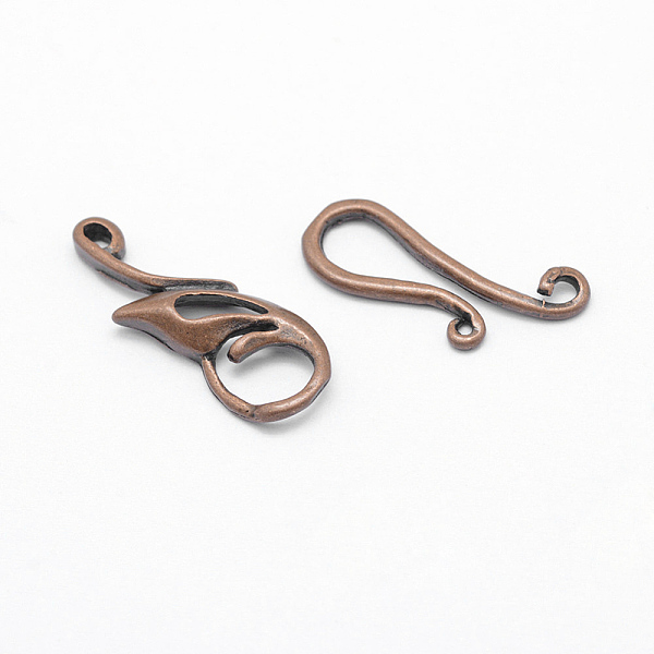 

PandaHall Brass Hook Clasps, Cadmium Free & Lead Free, Rack Plating, Wing, Red Copper, 43x9x3mm, Hole: 2mm Brass