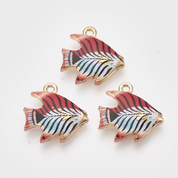 

PandaHall Printed Alloy Pendants, with Enamel, Tropical Fish, Light Gold, Colorful, 16.5x16.5x2.5mm, Hole: 1.5mm Alloy+Enamel Fish