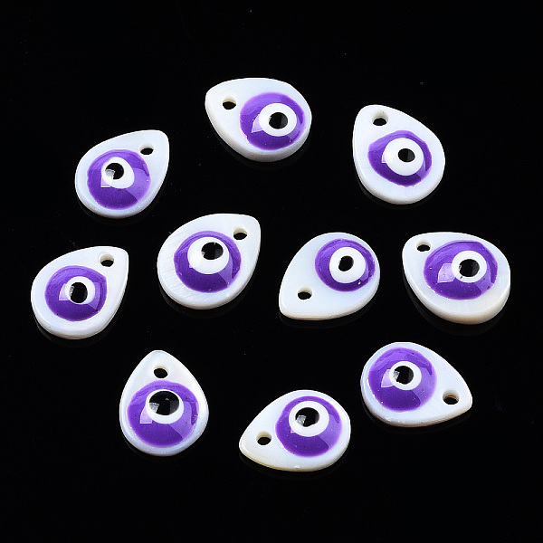 

PandaHall Natural Freshwater Shell Charms, with Enamel, Teardrop with Evil Eye, Blue Violet, 10.5x8x3~4mm, Hole: 1.2mm Freshwater Shell...