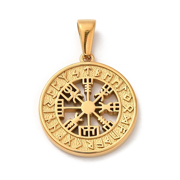 

PandaHall Vacuum Plating 304 Stainless Steel Pendants, Long-Lasting Plated, Flat Round with Vegvisir Charm, Golden, 29x26x3mm, Hole: 9x4.3mm...