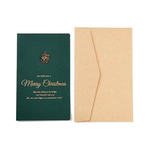 

PandaHall Rectangle Paper Greeting Card, with Envelope, Christmas Day Invitation Card, Christmas Bell, 170x105x3.5mm Paper Christmas Bell