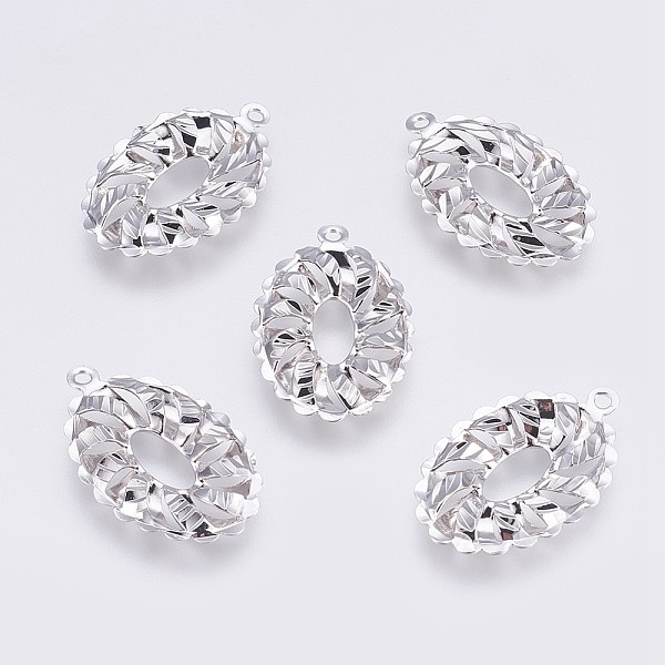 

PandaHall Brass Pendants, Long-Lasting Plated, Oval, Nickel Free, Real Platinum Plated, 28x18x3mm, Hole: 1.5mm Brass Oval