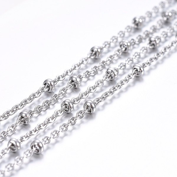 

PandaHall 3.28 Feet 304 Stainless Steel Cable Chains, Satellite Chains, Decorative Chains, Rondelle Beads, Soldered, Stainless Steel Color...