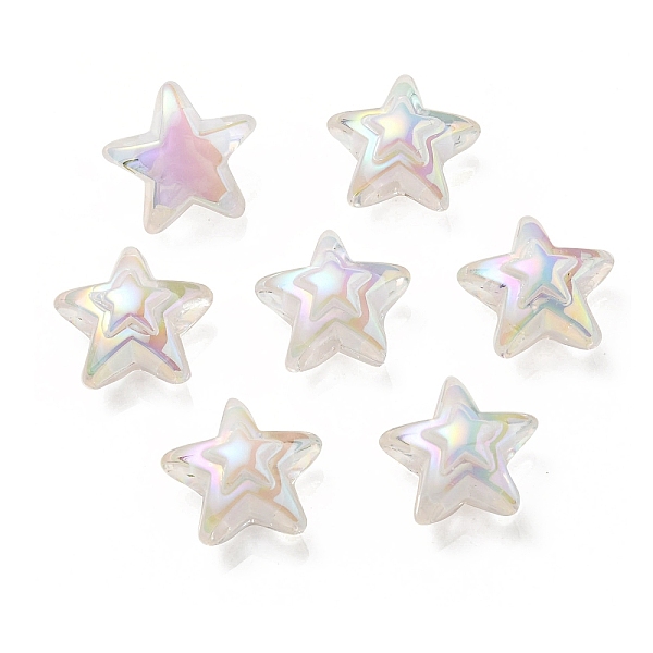 

PandaHall UV Plating Rainbow Iridescent Transparent Acrylic Beads, Two Tone, Star, WhiteSmoke, 15.5~16x16.5x9.5mm, Hole: 2.6mm Acrylic Star..., White