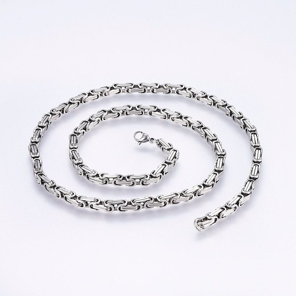 

PandaHall 201 Stainless Steel Byzantine Chain Necklaces, with Lobster Claw Clasps, Stainless Steel Color, 23.62 inch(60cm), 4mm 201...