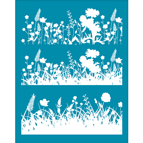 PandaHall Silk Screen Printing Stencil, for Painting on Wood, DIY Decoration T-Shirt Fabric, Flower Pattern, 100x127mm Nylon Flower Cyan