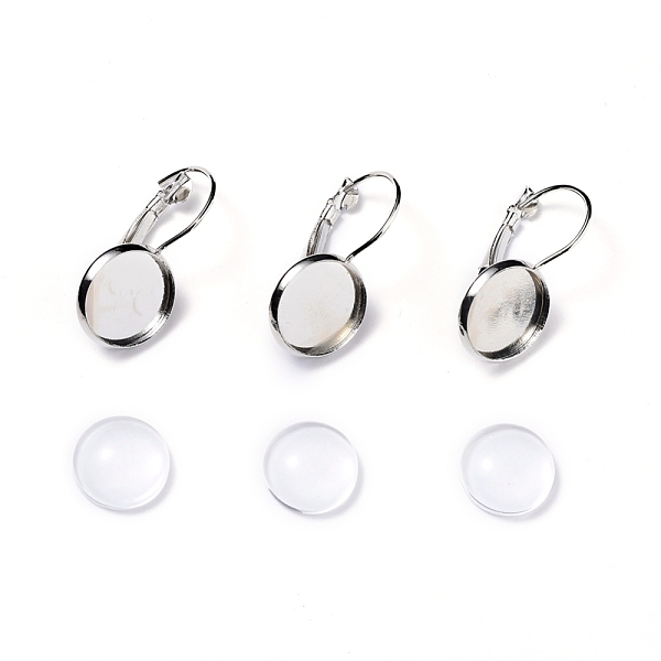 

PandaHall DIY Earring Making, with Brass Leverback Earring Findings and Transparent Oval Glass Cabochons, Platinum, Cabochons: 11.5~12x4mm..., Clear