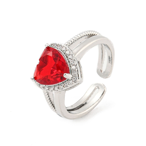 

PandaHall Heart Brass Micro Pave Cubic Zirconia Open Cuff Rings, Long-Lasting Plated, Red, US Size 6(16.5mm) Brass+Cubic Zirconia Heart Red