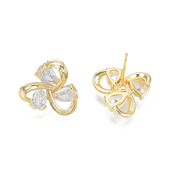 

PandaHall Clear Cubic Zirconia Flower Stud Earrings, Brass Jewelry for Women, Nickel Free, Real 18K Gold Plated, 14x15mm, Pin: 0.7mm Cubic...