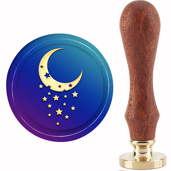 

PandaHall Brass Wax Seal Stamp with Handle, for DIY Scrapbooking, Moon Pattern, 89x30mm Brass Moon