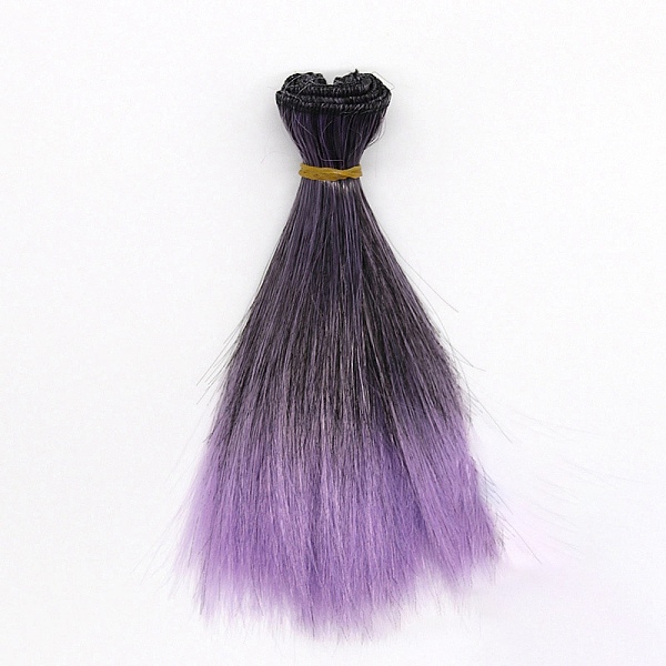 PandaHall High Temperature Fiber Long Straight Ombre Hairstyle Doll Wig Hair, for DIY Girl BJD Makings Accessories, Indigo, 5.91 inch(15cm)...