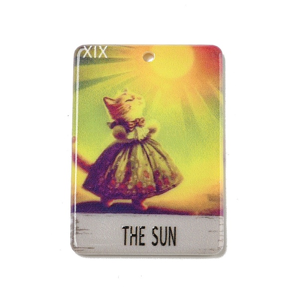 

PandaHall Acrylic Pendants, Rectangle with Tarot, Sun, 38.5x27x2mm, Hole: 1.8mm Acrylic Sun