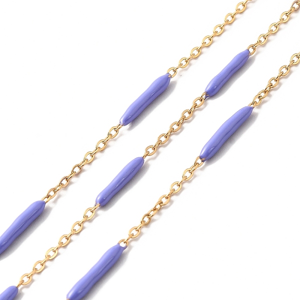 

PandaHall Enamel Column Link Chains, with Ion Plating(IP) Golden 304 Stainless Steel Cable Chains, Unwelded, with Spool, Cornflower Blue...