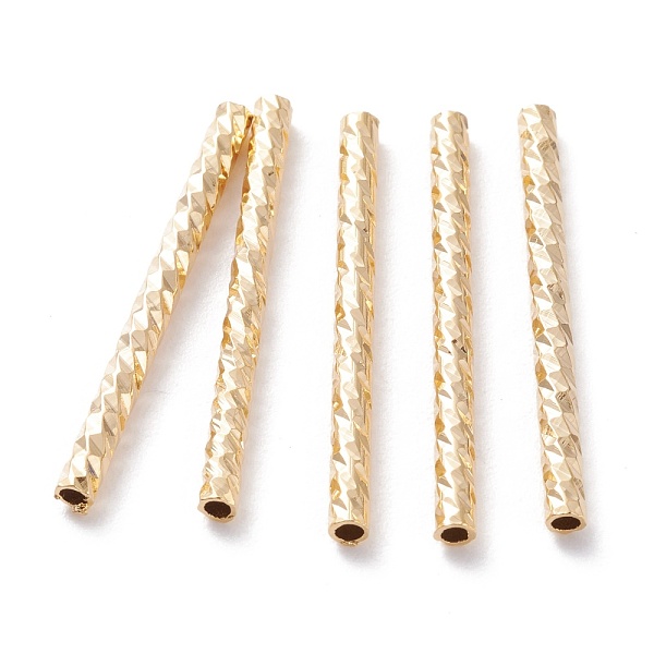

PandaHall Brass Tube Beads, Long-Lasting Plated, Faceted Tube, Real 24K Gold Plated, 25x2mm, Hole: 1.2mm Brass Tube