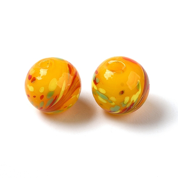 

PandaHall Handmade Lampwork Beads, Round, Gold, 12.5x12mm, Hole: 1.8mm Lampwork Round Gold