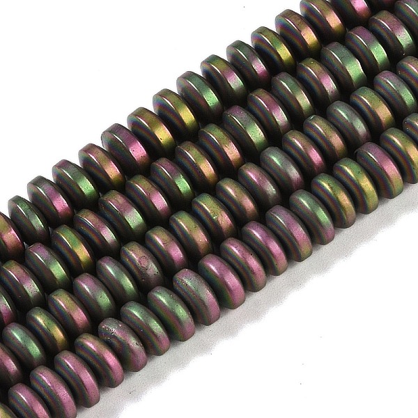 

PandaHall Electroplated Synthetic Non-magnetic Hematite Beads Strands, Disc, Heishi Beads, Rainbow Plated, 6x3mm, Hole: 1mm, about...