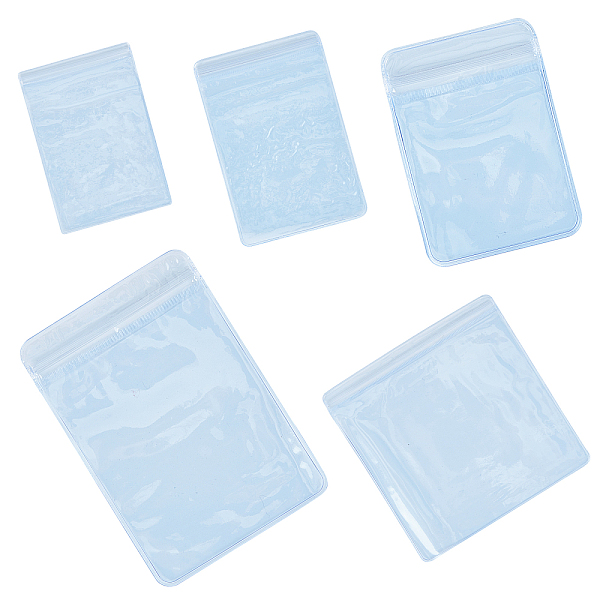 OLYCRAFT 100PCS Clear PVC Plastic Reclosable Zip Poly Bags 5 Sizes Resealable Zipper Shipping Bags For Jewelry Storage