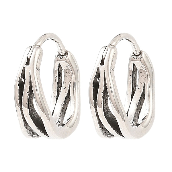 

PandaHall 316 Surgical Stainless Steel Hoop Earrings, Antique Silver, 13.5x14.5x5mm 316 Surgical Stainless Steel