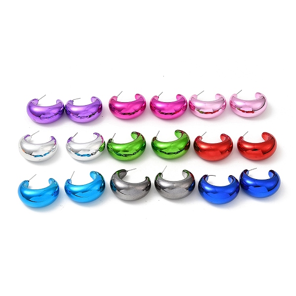 

PandaHall Arch Acrylic Stud Earrings, Half Hoop Earrings with 316 Surgical Stainless Steel Pins, Mixed Color, 40x19mm Acrylic Arch