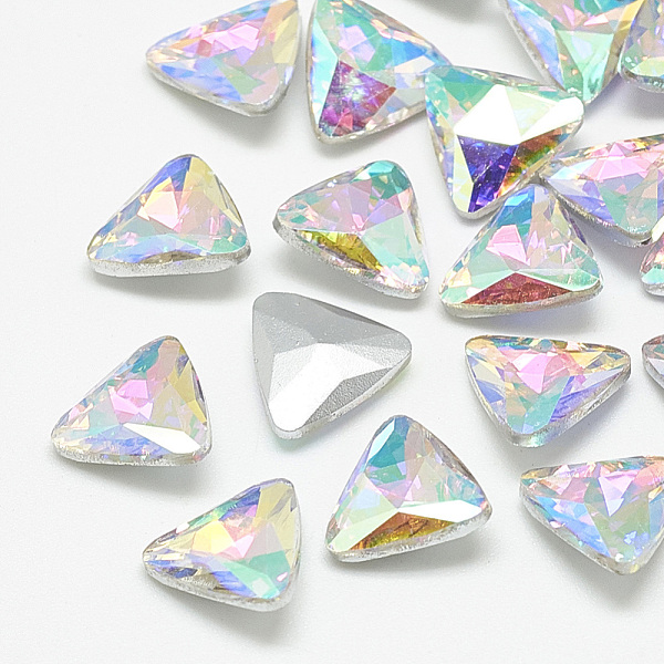 

PandaHall Pointed Back Glass Rhinestone Cabochons, Back Plated, Faceted, Triangle, Crystal AB, 11x12x4.5mm Glass Rhinestone Triangle Clear