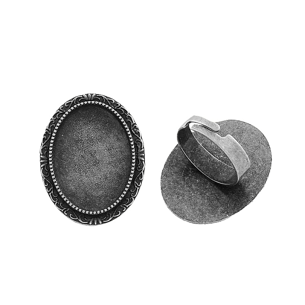 

PandaHall Vintage Adjustable Iron Finger Ring Components Alloy Cabochon Bezel Settings, Cadmium Free & Lead Free, Antique Silver, 17x5mm...