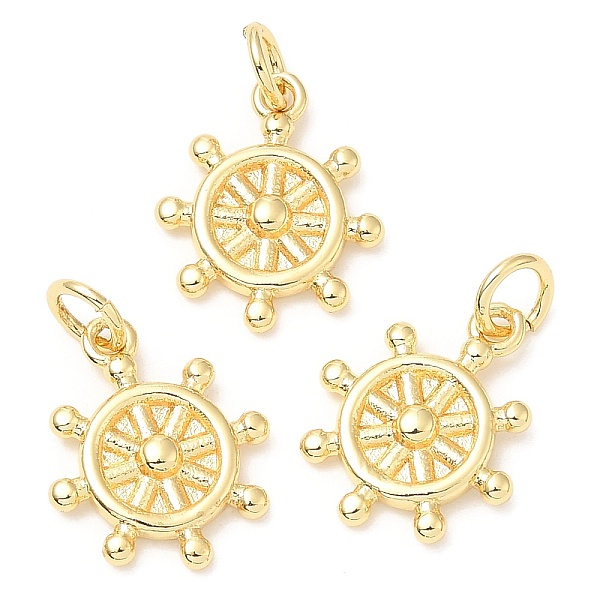 

PandaHall Rack Plating Brass Pendants, Long-Lasting Plated, with Jump Ring, Lead Free & Cadmium Free, Helm Charm, Real 18K Gold Plated...