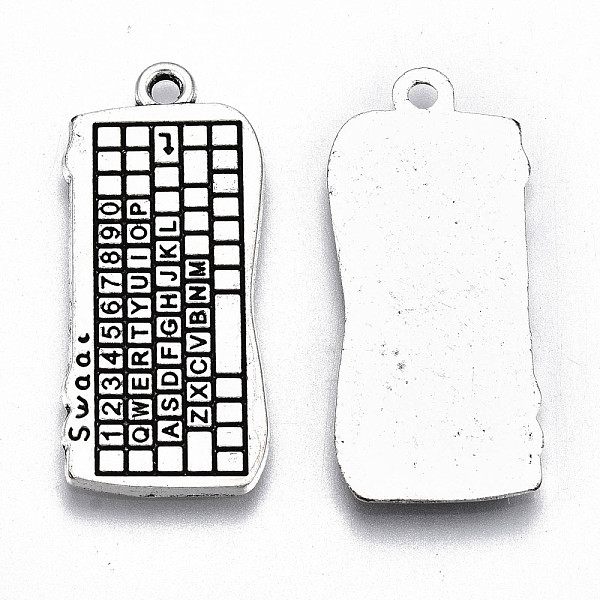 

PandaHall Tibetan Style Alloy Pendants, Lead Free & Cadmium Free, Keyboard Shape, Antique Silver, 30x13x1mm, Hole: 1.8mm, about 233pcs/500g...