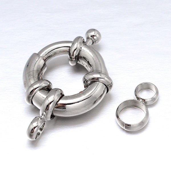 

PandaHall Brass Spring Ring Clasps, Platinum, 11x5mm, Tube Bails: 8.5x4.5x1.5mm, Hole: 2mm Brass