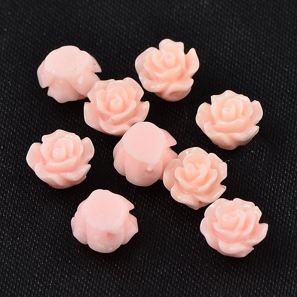 

PandaHall Resin Beads, Flower, Pearl Pink, 6x4mm, Hole: 1mm Resin Flower Pink