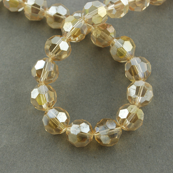 

PandaHall Electroplate Glass Beads Strands, AB Color Plated, Faceted(32 Facets), Round, BurlyWood, 4mm, Hole: 0.5mm, about 100pcs/strand..., Orange