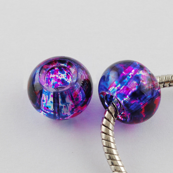 

PandaHall Spray Painted Glass Beads, Large Hole Beads, Rondelle, Midnight Blue, 15x10mm, Hole: 5.5~6mm Glass Rondelle