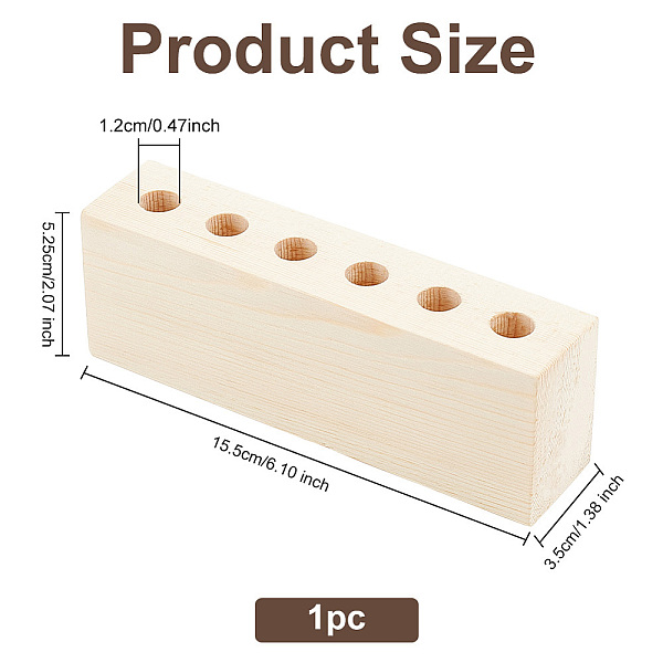 

PandaHall 6-Hole Wood Desktop Pen Holder, Rustic Wooden Pen Organizer Holder, Office Tools, Rectangle, Bisque, 3.5x15.5x5.25cm Wood..., Orange