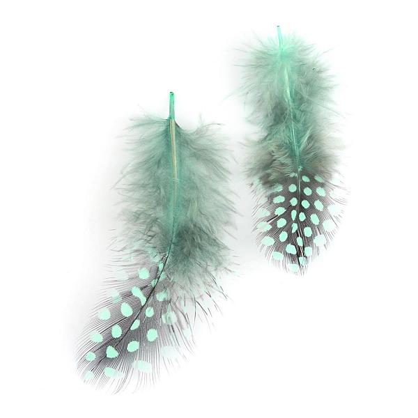 

PandaHall Chicken Feather Costume Accessories, Dyed, Aquamarine, 65~135x25~45mm Feather Feather Green