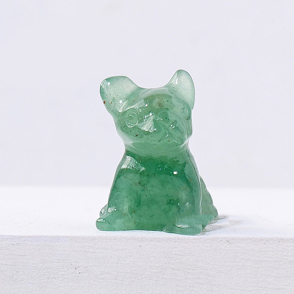 

PandaHall Natural Green Strawberry Quartz Dog Figurine Display Decorations, Energy Stone Ornaments, 20x30mm Strawberry Quartz Dog