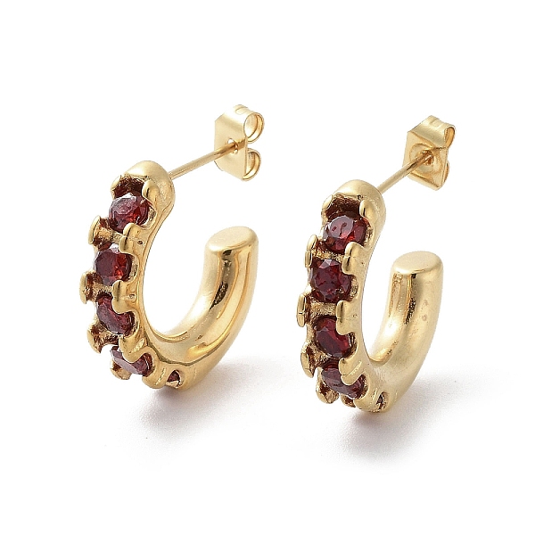 

PandaHall Vacuum Plating 304 Stainless Steel Stud Earrings with Cubic Zirconia, Ring Half Hoop Earrings, Golden, 18.5x4.5mm Cubic Zirconia...