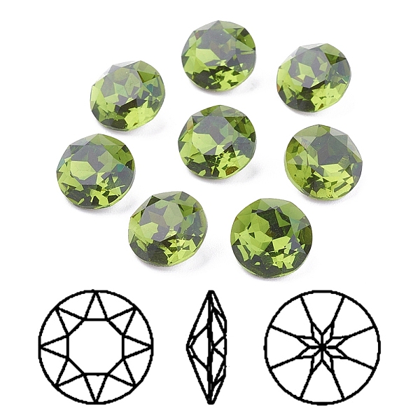 

PandaHall Pointed Back & Back Plated K9 Glass Rhinestone Cabochons, Grade A, Faceted, Flat Round, Olivine, 10x5mm Glass Rhinestone Flat..., Green
