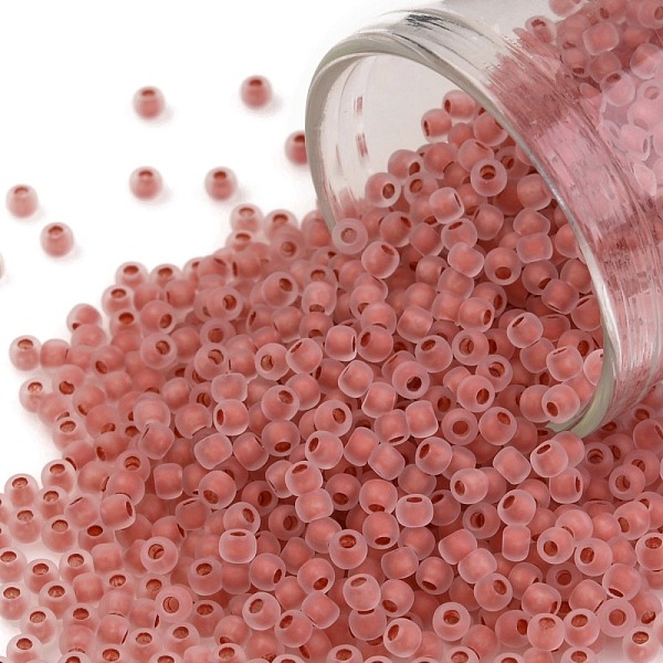 

PandaHall TOHO Round Seed Beads, Japanese Seed Beads, (779FM) Salmon Lined Crystal Rainbow Matte, 11/0, 2.2mm, Hole: 0.8mm, about..., Pink
