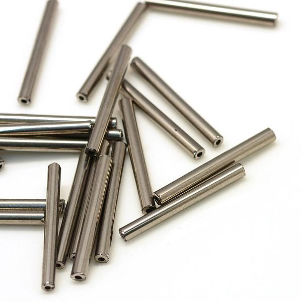 

PandaHall Glass Bugle Beads, Silver Plated, 20x2.5mm, Hole: 0.5mm, about 2000~2500pcs/bag Glass