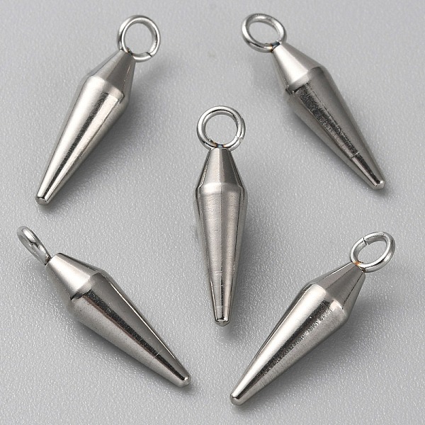

PandaHall 304 Stainless Steel Pendants, Cone Charm, Stainless Steel Color, 19x4.5x4.5mm, Hole: 2.5mm 304 Stainless Steel Cone